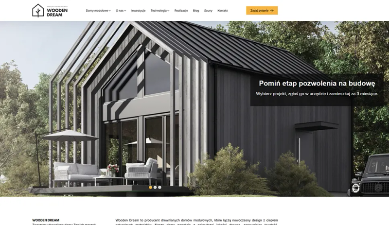 Strona firmowa Wooden Dream – Producent domów modułowych. Serwis z autorskim CMS