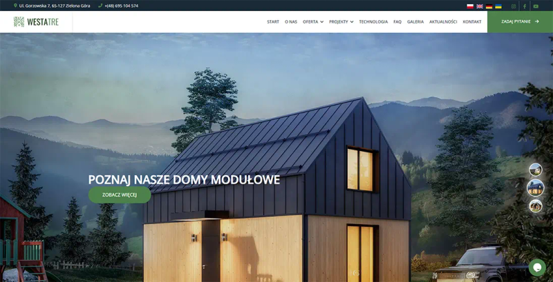 Strona firmowa Westatre – Domy modułowe i katalog produktów