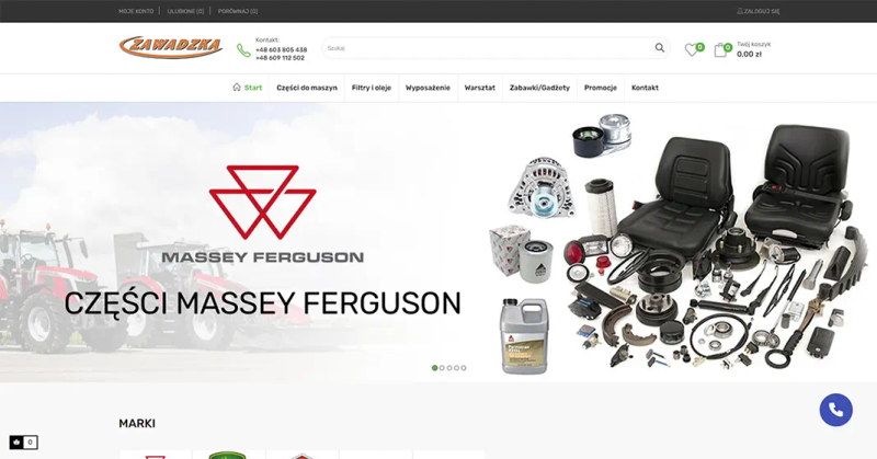 Sklep internetowy PrestaShop – Zawadzka, branża rolnicza